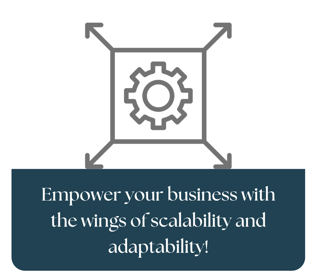 A gear wheel enclosed in a square box, symbolizing scalability and adaptability